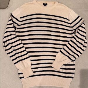 Men’s J Crew Striped Crewneck Sweater - Cream and Black